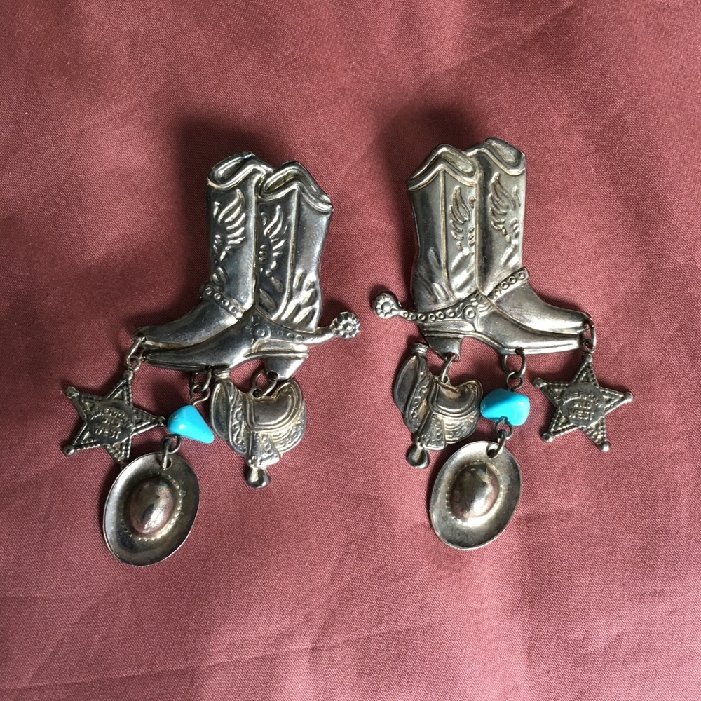 SOLD Boot Scoot N’Boogie Vtg. Western Earrings - Picture 1 of 3